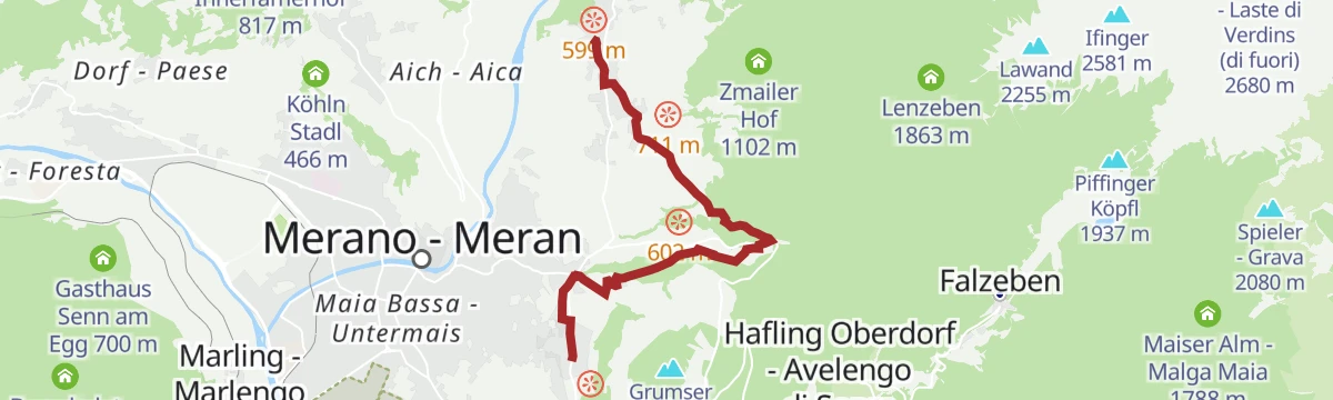 Route map: Da Scena a Trauttmansdorff